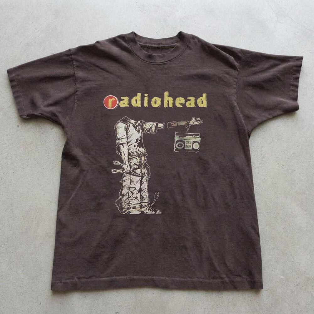Radiohead Band Brown Graphic T-shirt Rock Band  Tee